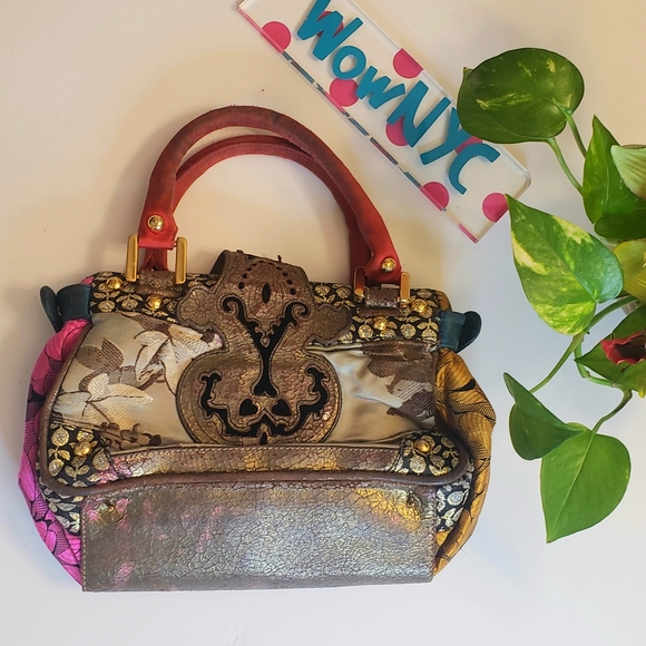 $1499 VINTAGE CHRISTIAN LACROIX Italy Women's Gold Brown Clutch Bag OS Jewel - Picture 13 of 15